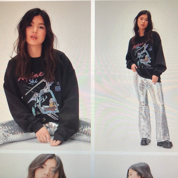 NWT Nasty Gal Alpine Ski Graphic Long Sleeve Oversize Crewneck - Picture 4 of 4